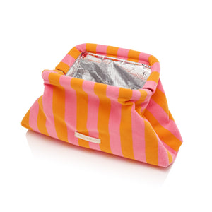 Ibiza Sun Terry Beauty Cooler Large in Sunset Stripe, open met geïsoleerde binnenvoering